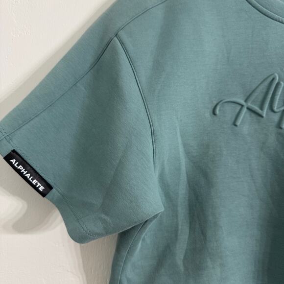 Alphalete Woman’s ELMTS Short Sleeve  Crop Top Teal Blue Size Small - Picture 4 of 7